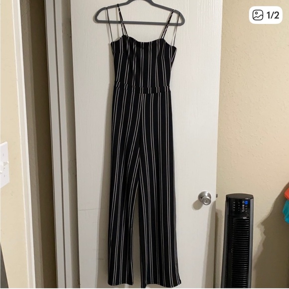 Striped Black Jumpsuit - XS/Small - Picture 1 of 4